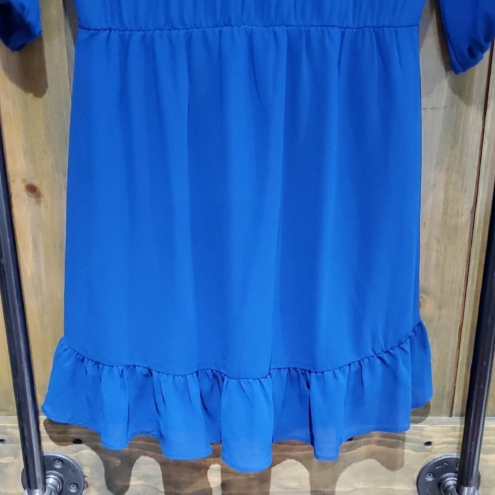 Blue Wrap Ruffled Mini Dress - Picture 11 of 11